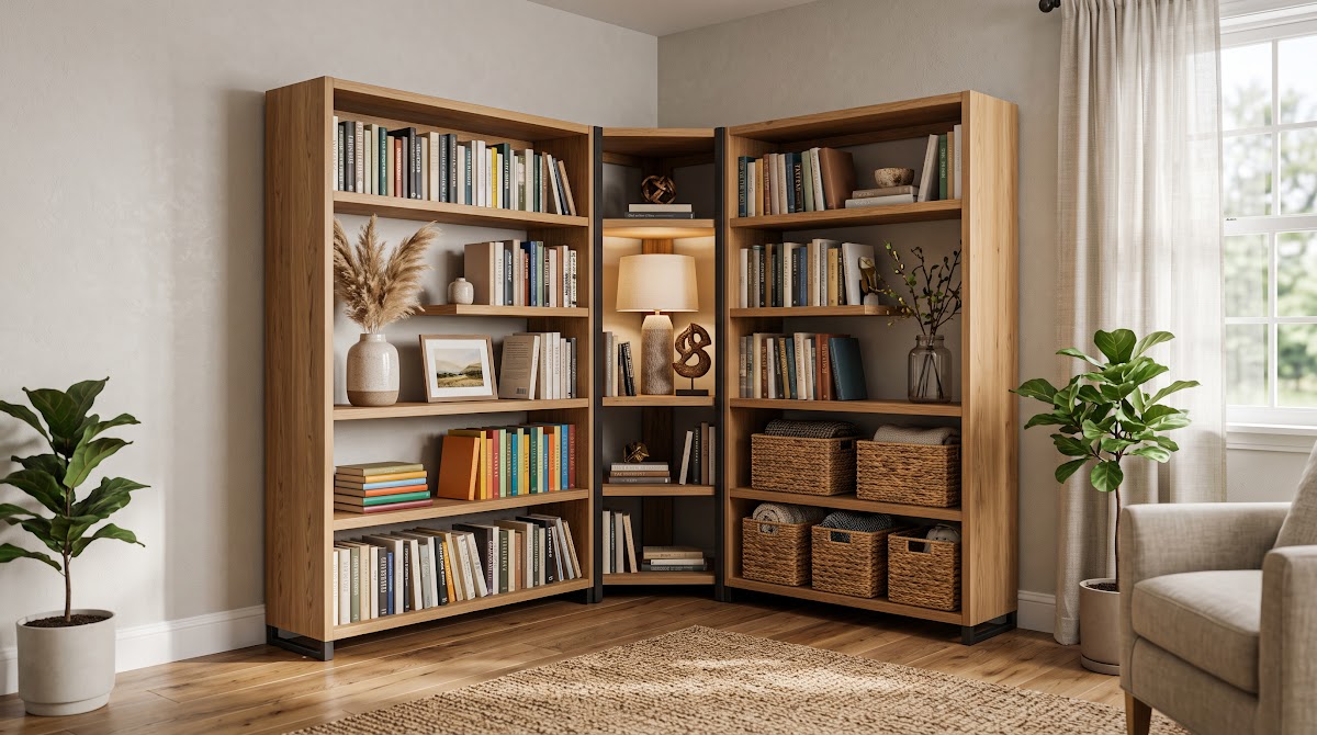 Best Corner Bookcases for Apartments (2026) - BEST PREMIUM — IN CONTEXT