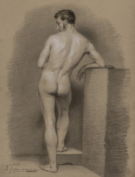 Standing male nude seen from behind 1839