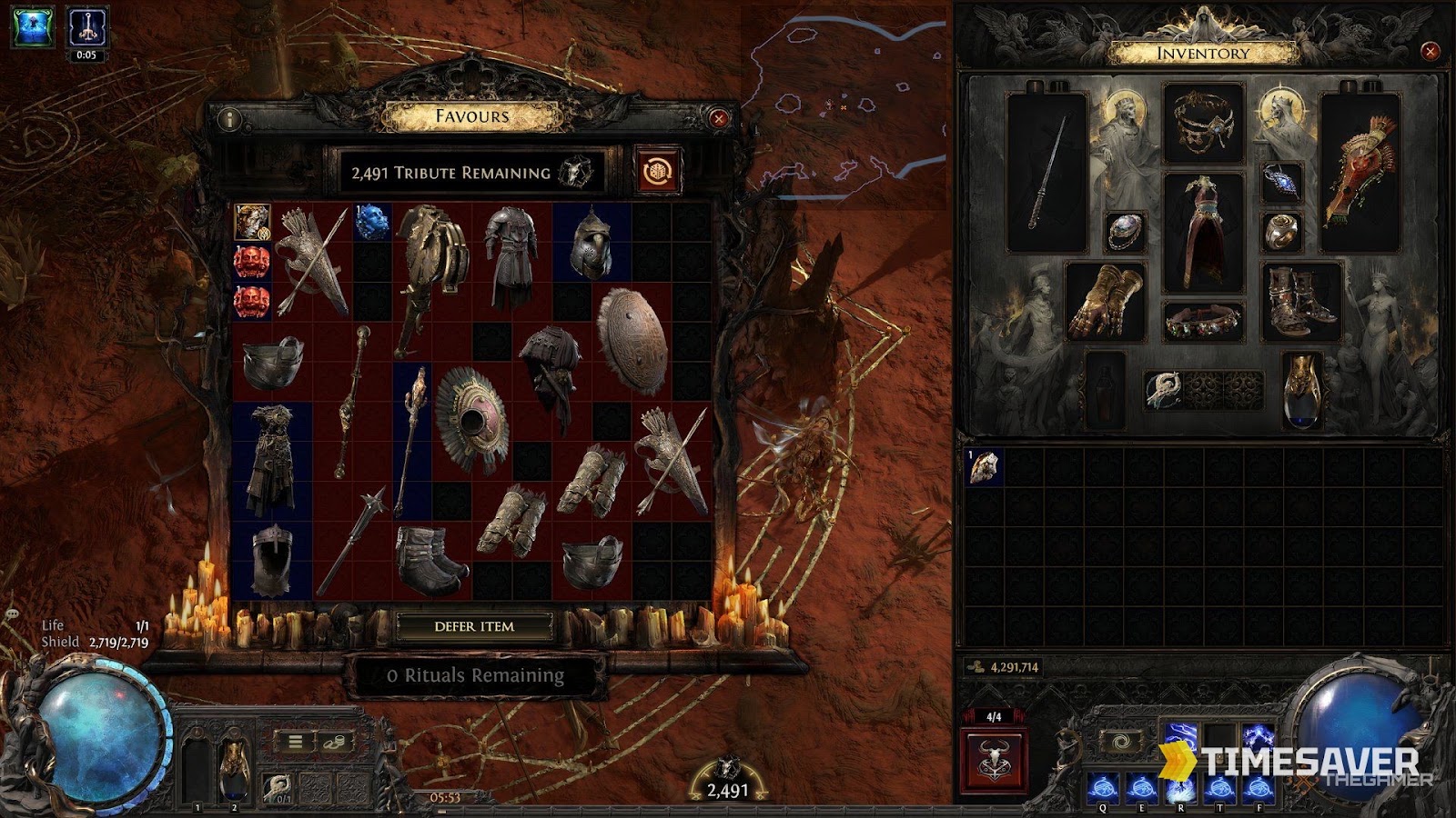The Ritual favours shop showing rewards purchasable with Tribute in Path of Exile 2