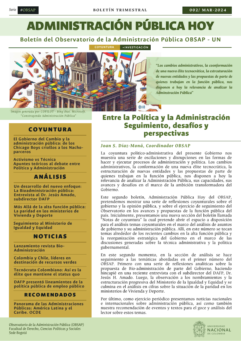 Boletín OBSAP 2: Entre la Política y la Administración  Seguimiento, desafíos y perspectivas