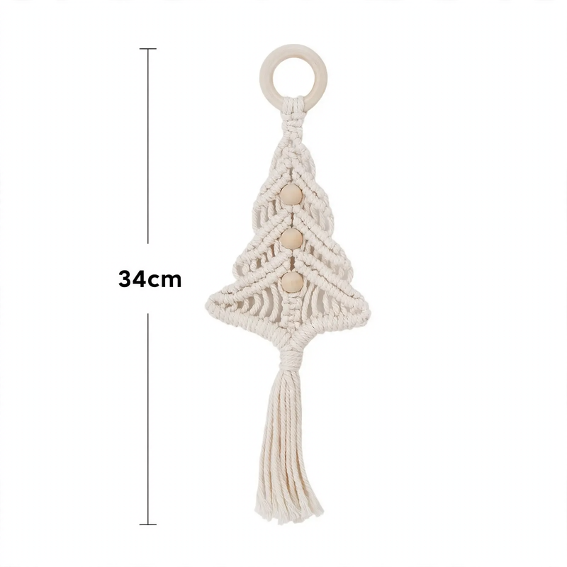 Handgefertir Weihnachtsbaum-Wandbehang aus Baumwollseil