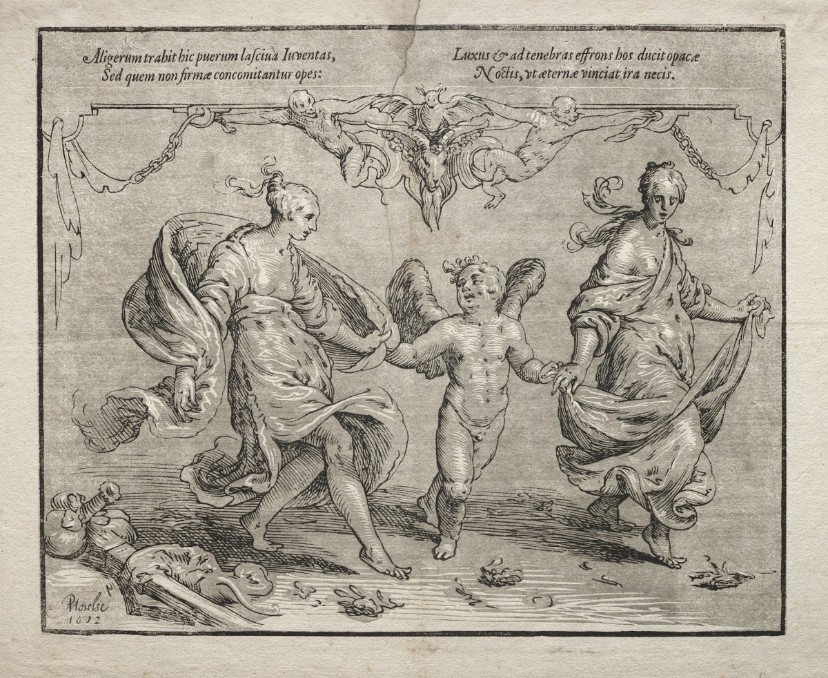 Cupid dancing with two allegorical women 1612