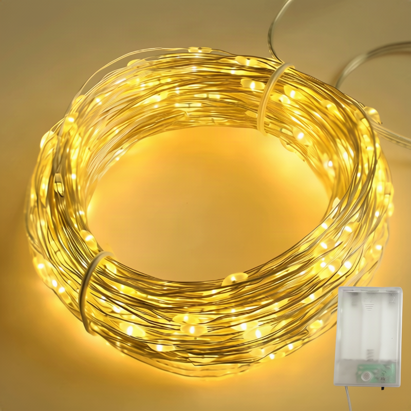 LED-Lichterkette, 10 m, 100 Lichter, USB/Batterie