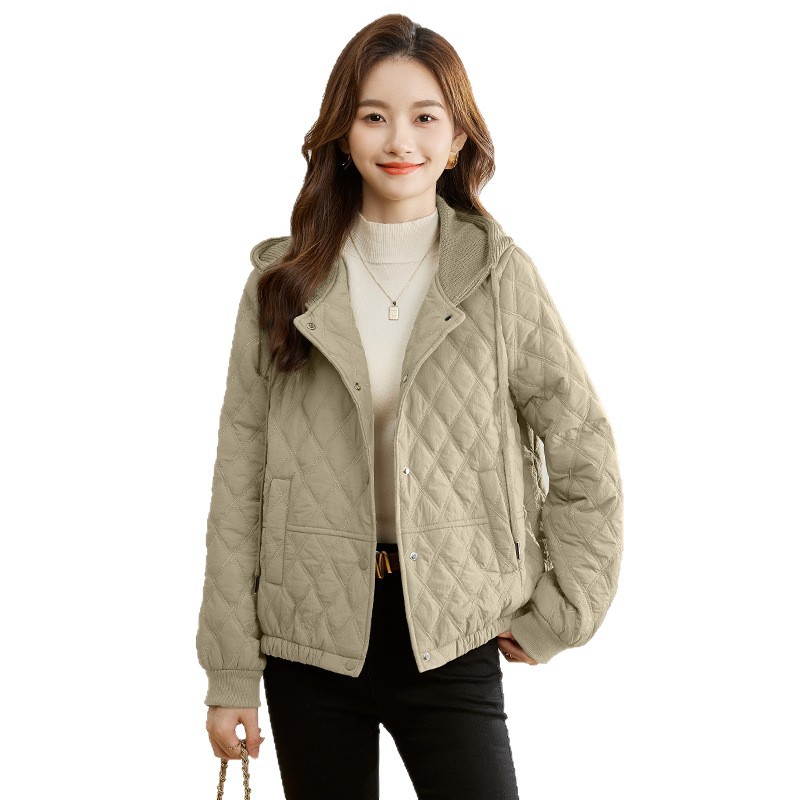 Short Women's Quilted Jacket with Hood, Lined