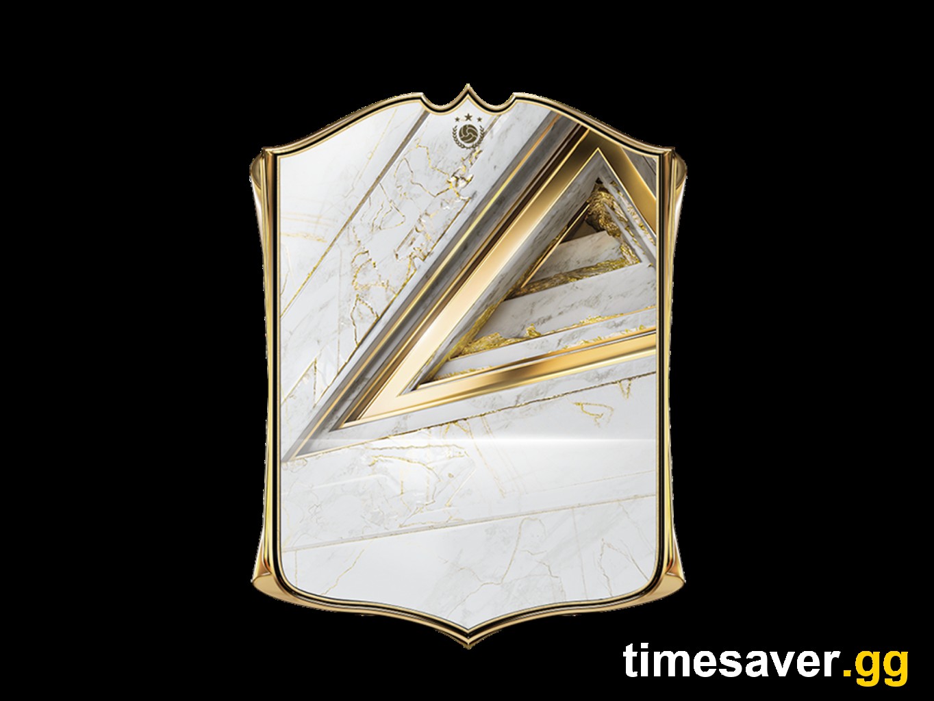 The blank EA SPORTS FC 27 ICON card design in white marble with gold veining and the three-star ICON crest