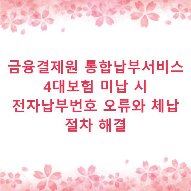 금융결제원 통합납부서비스 4대보험 미납 시 전자납부번호 오류와 체납 절차 해결