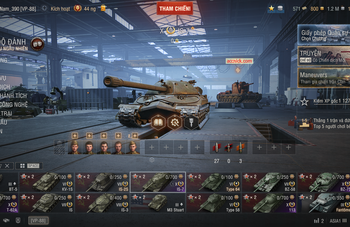 Acc World of Tanks PC sở hữu 6 tank X đa dạng lối chơi BZ-75...