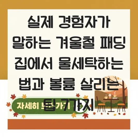 겨울철 패딩 집에서 물세탁 하는 법 및 볼륨 살리는 건조기 사용 팁 대표 이미지