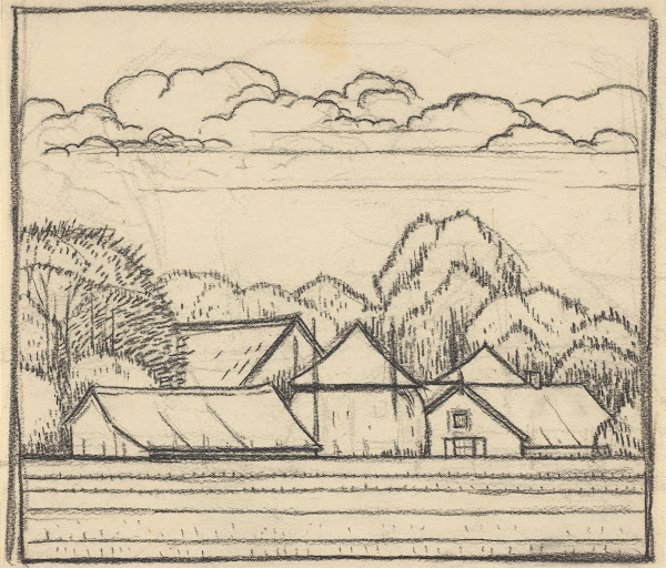 Landscape with farm 20th century