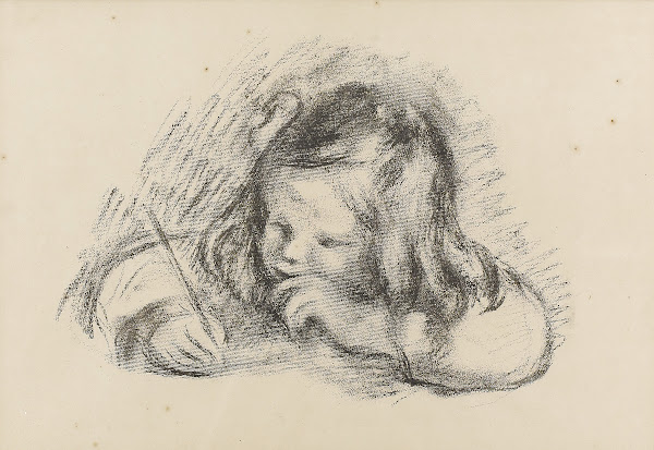 Le petit graçon au porte plume Claude Renoir Écrivant 1905