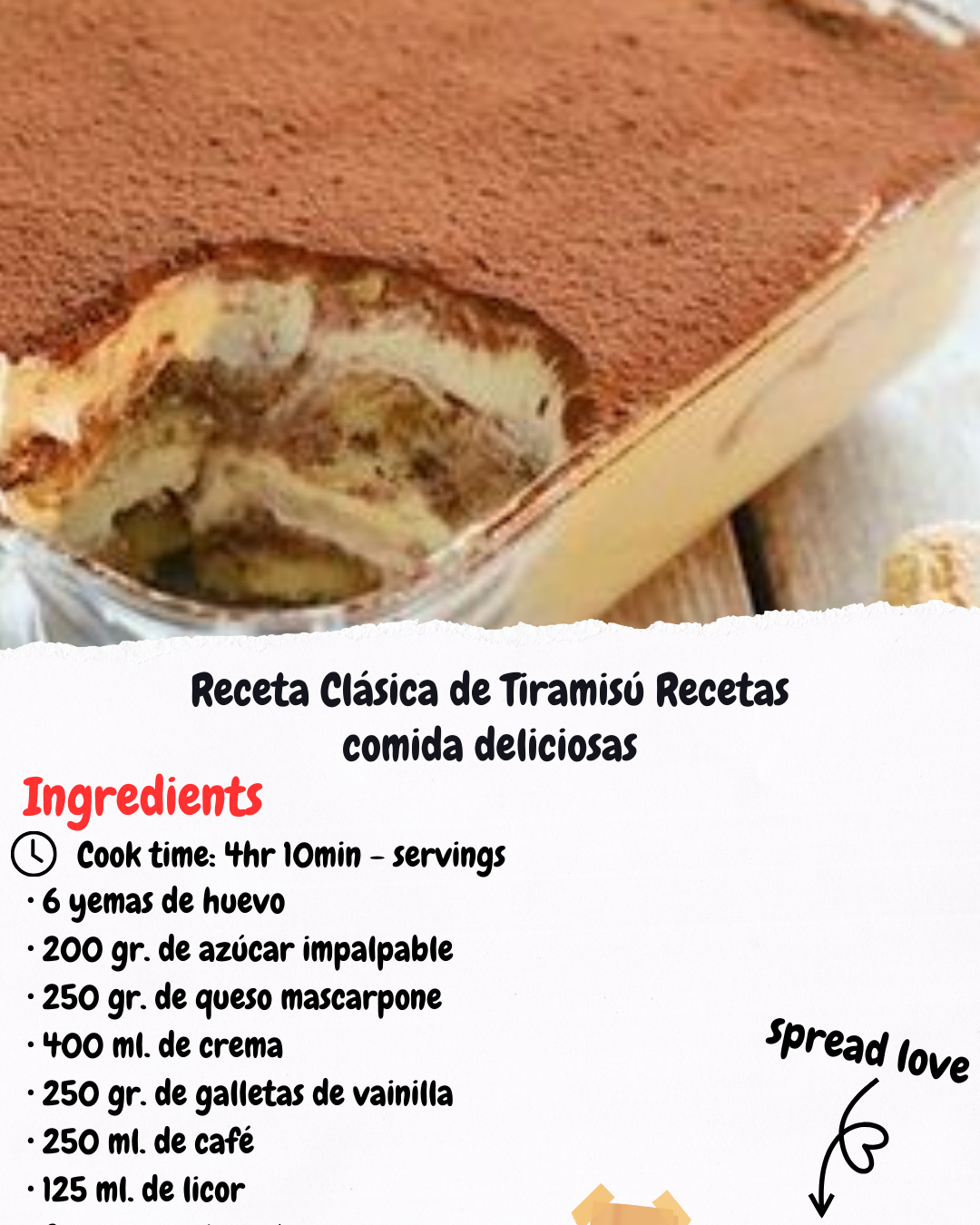 Receta Clásica de Tiramisú Recetas comida deliciosas