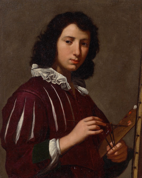 Portrait of an artist half length before an easel