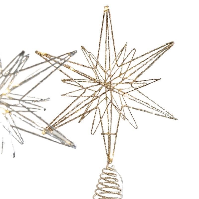 Beleuchteter Weihnachtsbaum-Spitzenstern aus Eisen