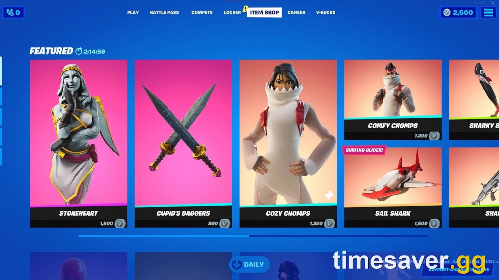 The Fortnite Item Shop with the SUPPORT-A-CREATOR button at the bottom-right — where you enter a Creator Code to credit a creator.