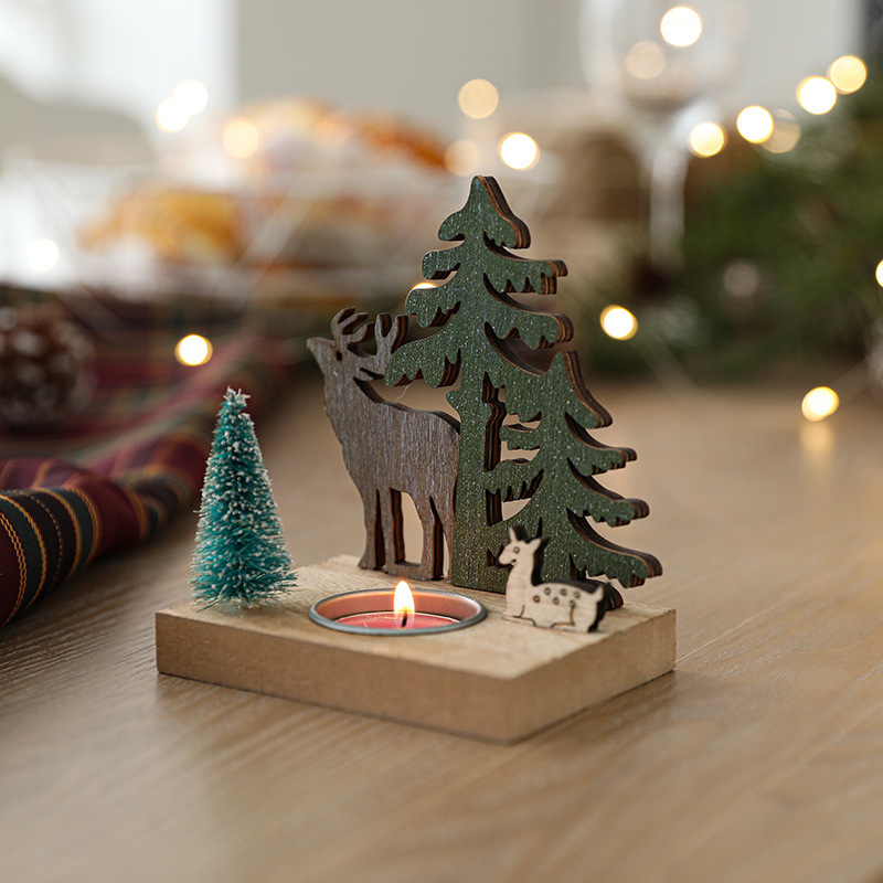 Christmas Candle Holder Made of Wood