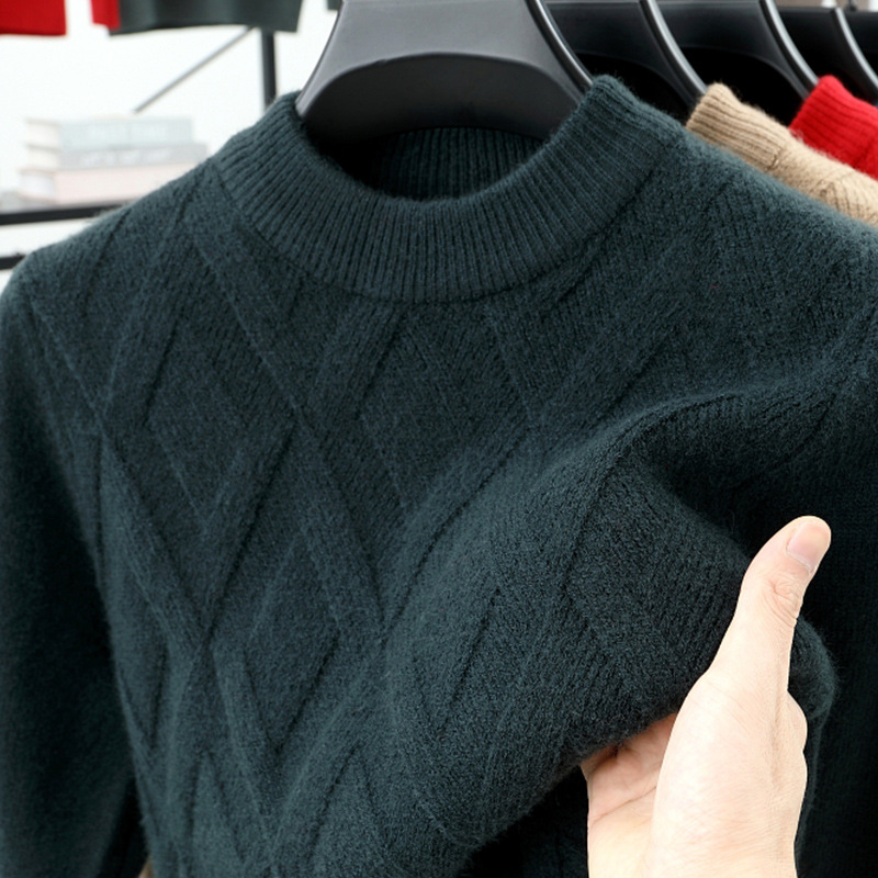 Men's Wool Sweater, Stand-up Collar, Warm, Large Sizes
