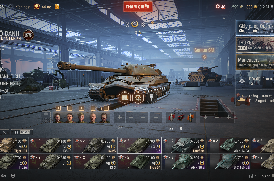 Acc World of Tanks PC gồm 5 tank X 60TP, IS-7, T-62A, AMX 30...