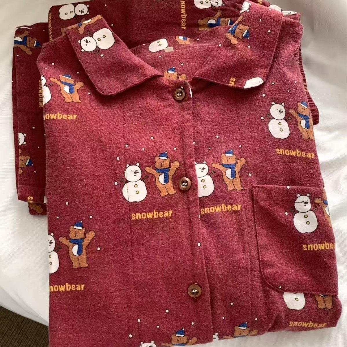 Women's pajama set, flannel look, long sleeve, Christmas pattern