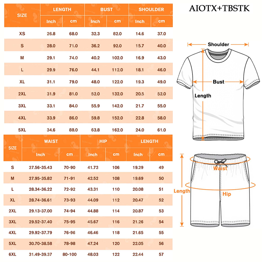 AOP European Size Crew Neck Short Sleeve + Universal Beach Shorts Set