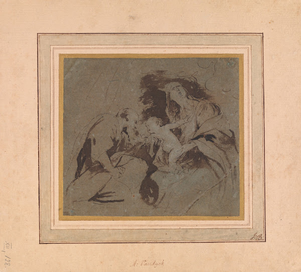 Virgin Mary with child and a saint or donor