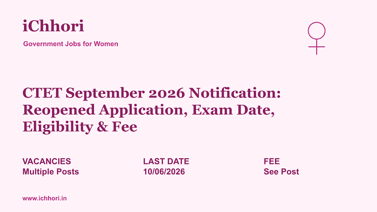 CTET September 2026 Notification: Reopened Application, Exam Date, Eligibility & Fee - iChhori