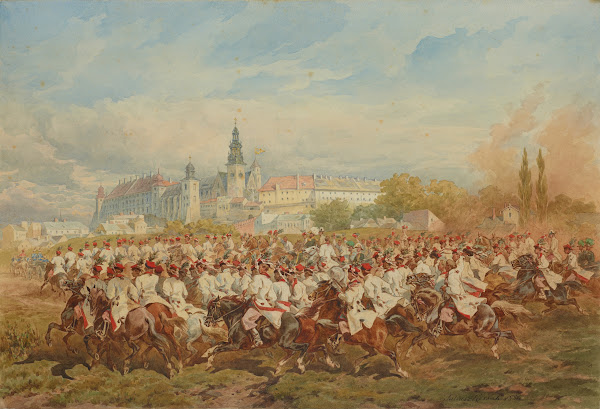 Krakow Cavalry Honour Escort Accompanying the Emperor on His Ride Through the Bł