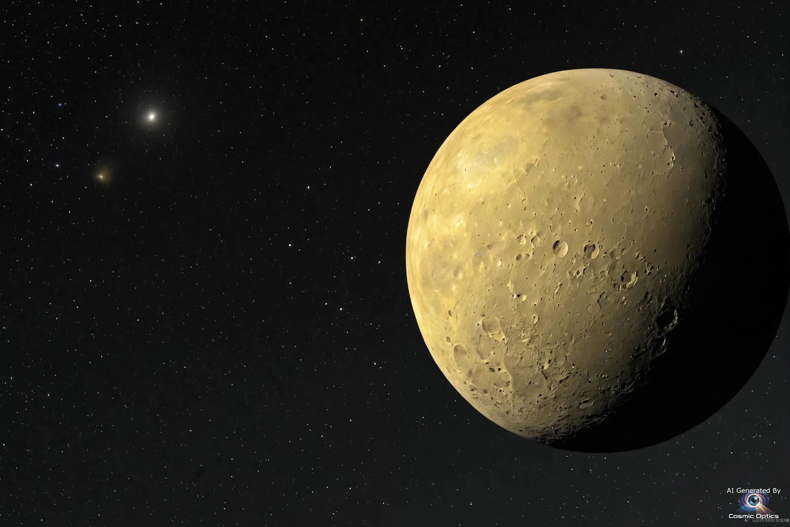 An authentic, standalone astrophotography snapshot of Jupiter's moon Io in deep space. A single, sol_00008