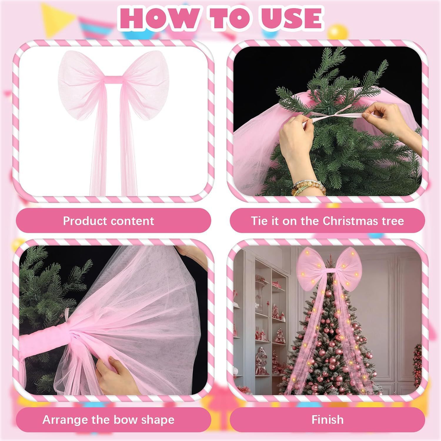 Dekorative Weihnachtsbaum-Schleife mit langen Bändern