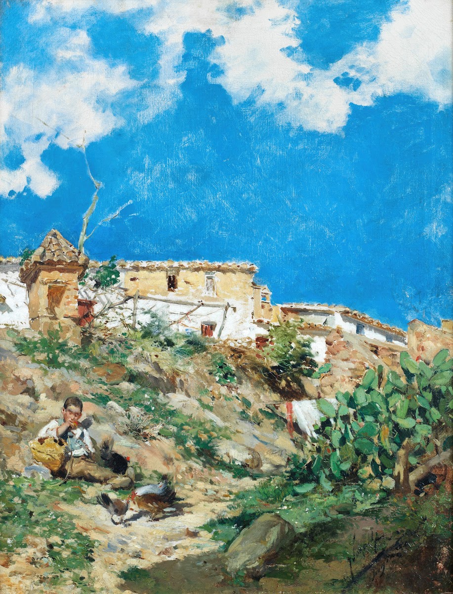A landscape with figure in Sagunto Valencia