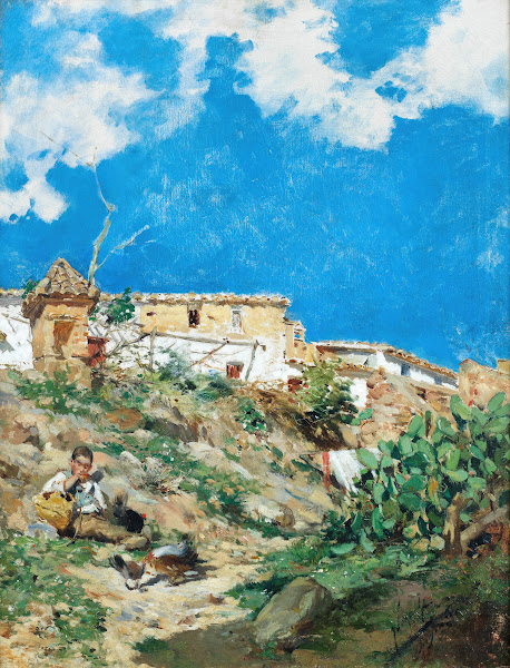 A landscape with figure in Sagunto Valencia