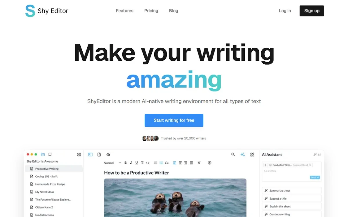 Captura de Shy Editor