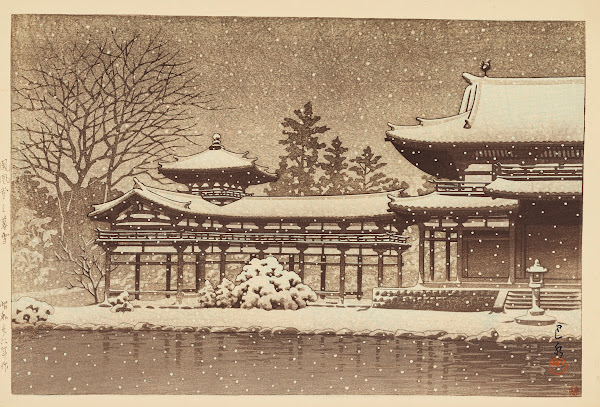 Hoodo no bosetsu Evening snow at Phoenix Hall 1951
