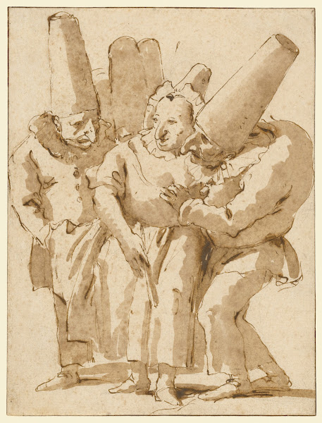 Punchinellos Approaching a Woman late 1730s