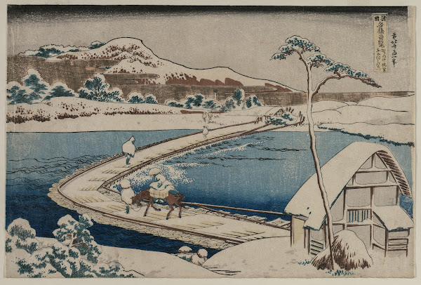 An Ancient Picture of the Boat Bridge at Sano in Kozuke Province from the series