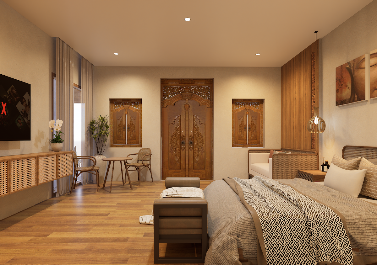 Interior villa render, senior living residence 9, Buahan Villas, Ubud, Bali