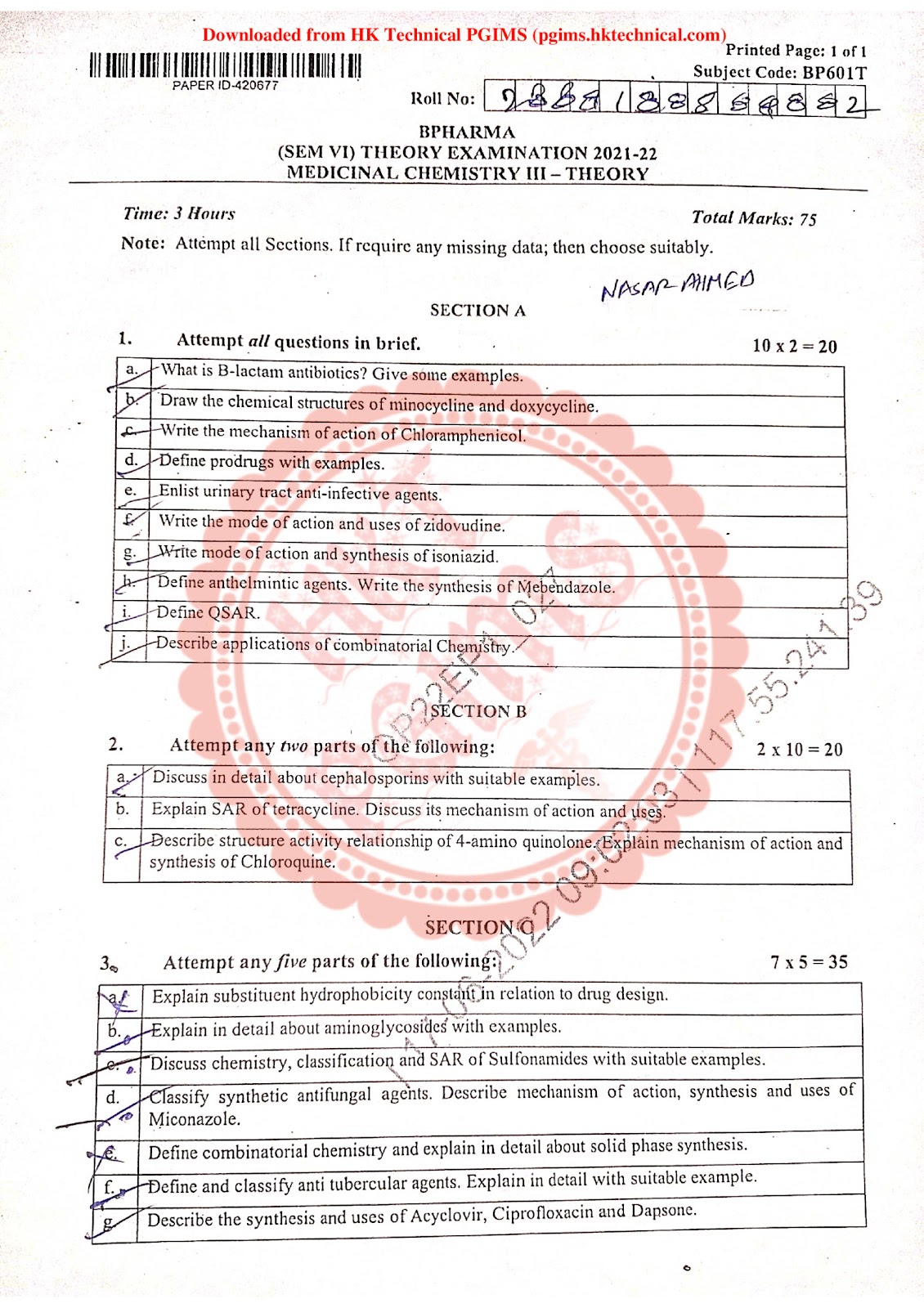 BP601T Medicinal chemistry III BPharmacy 6th Semester