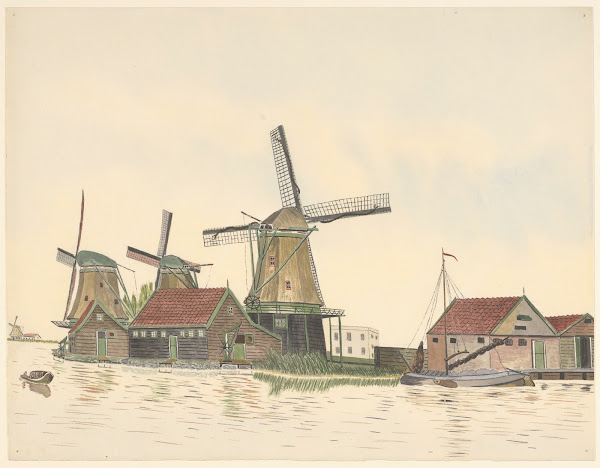 molens De Ooievaar De Windhond De Gans Kalverringdijk 1930 1940