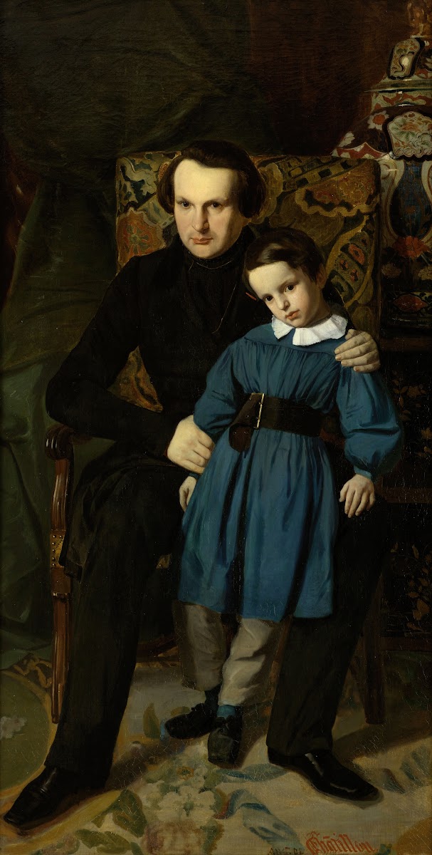 Portrait de Victor Hugo avec son fils de François Victor Hugo 1836