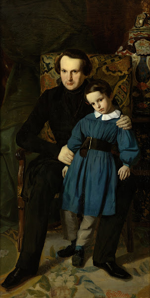 Portrait de Victor Hugo avec son fils de François Victor Hugo 1836