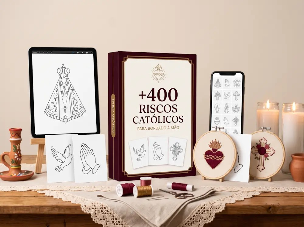 +400 Riscos Católicos para Bordado à Mão