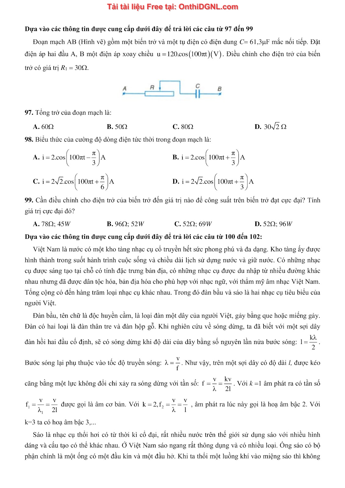 300 bài tập môn Vật Lý - Ôn thi ĐGNL ĐHQG TPHCM Phần 5