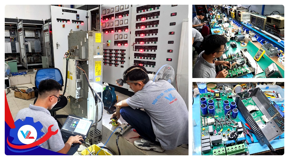 Đo đạc linh kiện bo mạch biến tần ABB trong phòng kỹ thuật