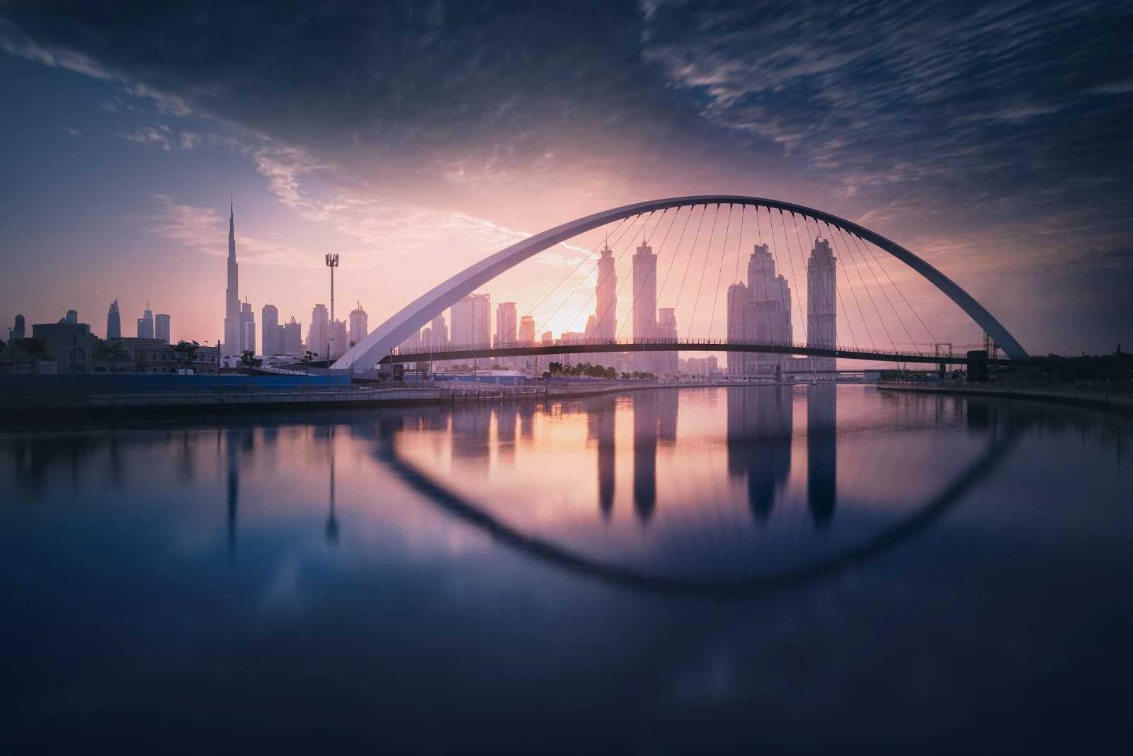 Tolerance Bridge Over Dubai Canal - Architectural Photography 5K Wallpaper (5648x3771)