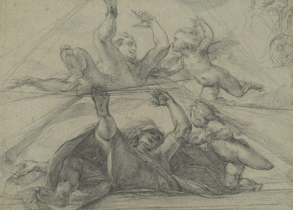 Ceiling Studies of a Prophet and a Putto Seen from Below c 1602