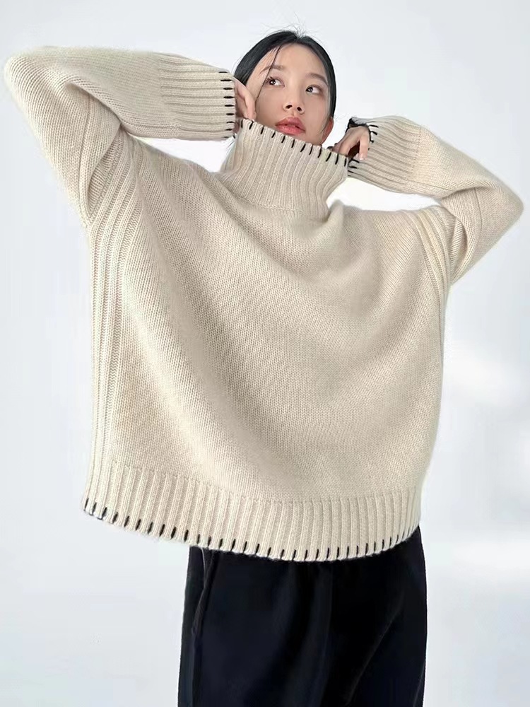 Women's cable-knit sweater with turtleneck