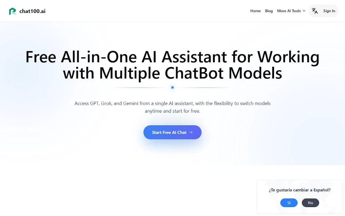 Captura de Chat100.ai