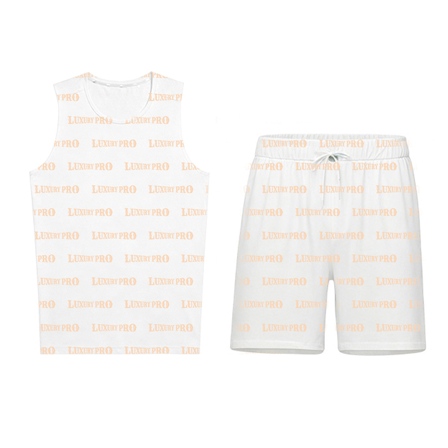AOP Men’s regular fit tank top & birdseye fabric beach shorts set