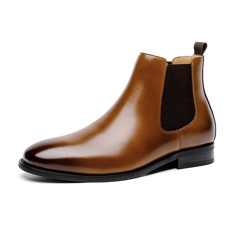 Men's leather Chelsea boots, classic round