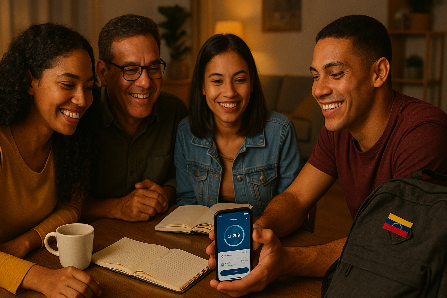 Venezolanos en el exterior compartiendo un círculo de ahorro comunitario