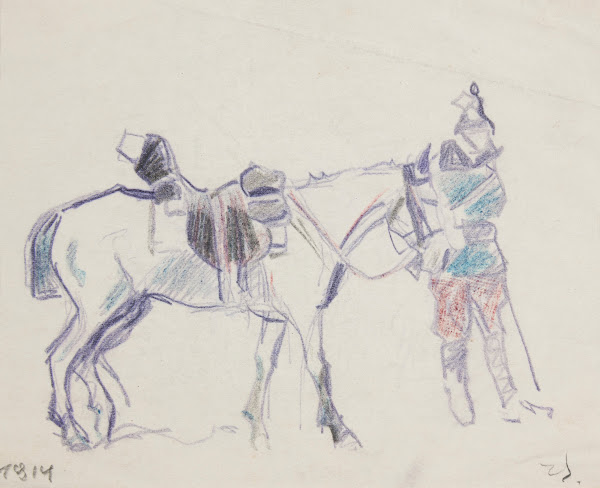Ułan niemiecki z koniem 1914